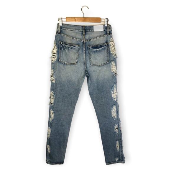 Pistola Relaxed Straight Distressed High Rise Jeans 26 Light Wash Button Fly - Picture 2 of 11